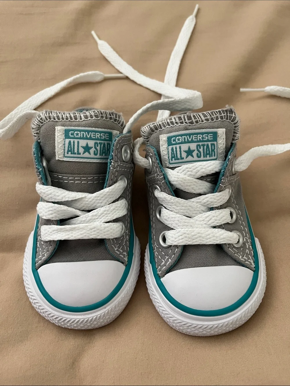 Converse Kids Gray and Teal High-Top Sneakers